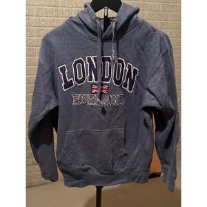 London England Souvenir Hoodie Sweatshirt Union Jack Graphic‎ Blue Pullover